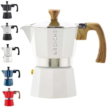 GROSCHE Milano Moka Stovetop Espresso Coffee Maker 3 Cup 150 ml White