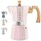 GROSCHE Milano Moka pot Stovetop Espresso maker Greca Coffee Maker Stovetop coffee maker and espresso maker percolator Pink 6 cup