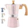 GROSCHE Milano Moka pot Stovetop Espresso maker Greca Coffee Maker Stovetop coffee maker and espresso maker percolator Pink 6 cup