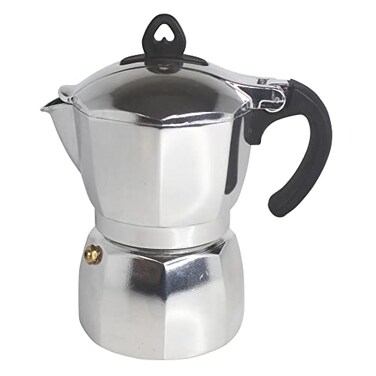 Imusa 6 Cup Stovetop Espresso Maker with Heart Shaped Knob Silver