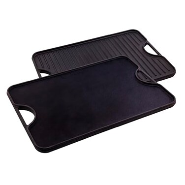 Victoria 20by14Inch Rectangular Cast Iron Griddle Preseasoned Reversible Griddle