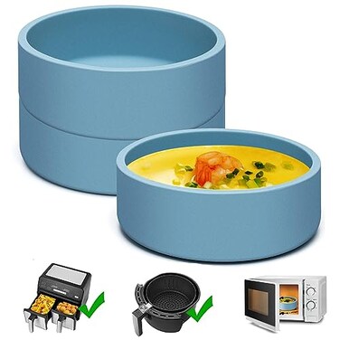 Dootafy Silicone Air Fryer Egg Pan Mold 3 Pack Reusable Egg Bite Maker for Oven Microwave Blue