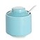 ONTUBE Ceramic Sugar Bowl with Lid and Spoon 8oz Salt Bowl Blue