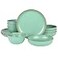 Gibson Home Rockabye 12 Piece Double Bowl Melamine Plastic Dinnerware Set Matte Green