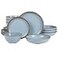 Gibson Elite Lagos 16 Piece Double Bowl Dinnerware Set Light Blue Service for 4 16pcs