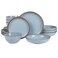 Gibson Elite Lagos 16 Piece Double Bowl Dinnerware Set Light Blue Service for 4 16pcs