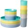 Youngever Bamboo Plastic Kids Dinnerware Set 15pcs Bowls Plates Cups