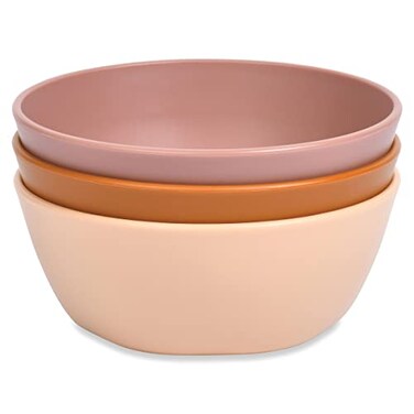 Tiny Twinkle Tableware 3 Pack Dish Set BPAFree Cups Plates and Bowls Sets For Kids and Toddlers Polypropylene Plastic Dinnerware Set Sand Cinnamon Taupe Round Bowl