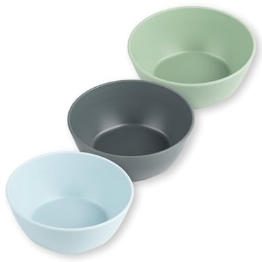 Tiny Twinkle Tableware 3 Pack Dish Set BPAFree Cups Plates and Bowls Sets For Kids and Toddlers Polypropylene Plastic Dinnerware Set Sage Charcoal IceBlue Round Bowl