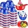 Baderke Plastic 8 oz Baseball Helmet Bowl 72 Pack Classic Reusable Dishwasher Microwave Not Safe for Dessert Snack Red Dark Blue White