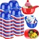 Baderke Plastic 8 oz Baseball Helmet Bowl 72 Pack Classic Reusable Dishwasher Microwave Not Safe for Dessert Snack Red Dark Blue White