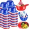 Baderke Plastic 8 oz Baseball Helmet Bowl 72 Pack Classic Reusable Dishwasher Microwave Not Safe for Dessert Snack Red Dark Blue White
