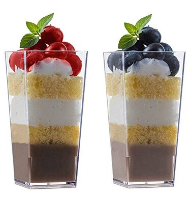 zappy Zappy Tall Square Mini Dessert Cups Plastic Tasting Shot Glasses 3oz Each 100 Count