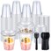 WILLBOND 100 Sets 12oz Clear Plastic Parfait Cups with Flat Lids Insert Yogurt Fruit Veggie and Dip Cups with Spoons