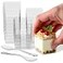 Exquisite Mini Dessert Cups with Spoons 200 pcs 31 Oz Square Plastic Dessert Cups Disposable with Tasting Spoons 100 sets Mini Parfait Cup Appetizer Cup for Party