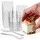 Exquisite Mini Dessert Cups with Spoons 200 pcs 31 Oz Square Plastic Dessert Cups Disposable with Tasting Spoons 100 sets Mini Parfait Cup Appetizer Cup for Party