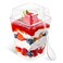 Qeirudu 50 Pack 5 oz Dessert Cups with High Lids and Spoons Mini Plastic Yogurt Parfait Cups Square Party Serving Cup for Pudding Appetizer Fruit and Ice Cream