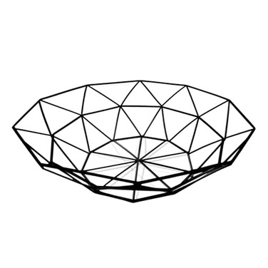 IBWell Geometric Metal Wire Fruit Bowl Iron Arts Fruit Storage Baskets for Kitchen Counter Black Normal