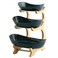 XUDREZ 3 Tier Fruit Basket for Kitchen Counter 118613 Ceramic Fruit Bowl for Kitchen Counter Large Capacity Fruit Bowl Set with Holder Bamboo Fruit Serving Tray Green