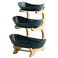 XUDREZ 3 Tier Fruit Basket for Kitchen Counter 118613 Ceramic Fruit Bowl for Kitchen Counter Large Capacity Fruit Bowl Set with Holder Bamboo Fruit Serving Tray Green