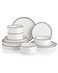 Sweejar Porcelain Dinnerware Sets for 4 12 Pieces Ceramic Plates and Bowls Set Classic Modern Simple Kitchen Dinner Dining Ware Set Dishwasher and Microwave Safe Dishes SetsPure WhiteBlack Rim
