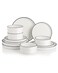 Sweejar Porcelain Dinnerware Sets for 4 12 Pieces Ceramic Plates and Bowls Set Classic Modern Simple Kitchen Dinner Dining Ware Set Dishwasher and Microwave Safe Dishes SetsPure WhiteBlack Rim