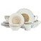 Gibson Elite Spiral 16 Piece Reactive Embossed Dinnerware Set Taupe