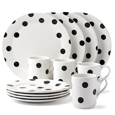 kate spade new york Deco Dot 12Piece Dinnerware Set White