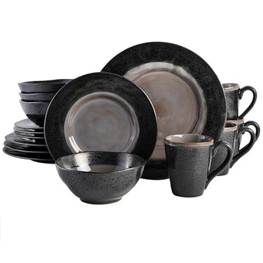 Gibson Elite Gibson Dragonstone 16 pc Dinnerware Set Grey Stoneware Gray