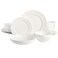 Gibson Elite Embossed Bone China 16Piece Double Bowl Dinnerware Set Service for 4 White Elegant Plates and Bowls