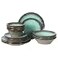 Gibson Elite Green Lantern Service for 4 16 Piece Double Bowl Dinnerware Set Teal Soft Gray Dinnerware Set