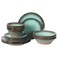 Gibson Elite Green Lantern Service for 4 16 Piece Double Bowl Dinnerware Set Teal Soft Gray Dinnerware Set