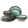 Gibson Elite Green Lantern Service for 4 16 Piece Double Bowl Dinnerware Set Teal Soft Gray Dinnerware Set