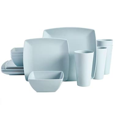Gibson Home Soho Grayson Square Melamine Dinnerware Set Service for Four 16pc Mint