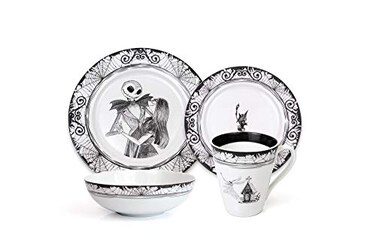 Ukonic The Nightmare Before Christmas 16Piece Dinnerware Set Ceramic Dish Set White