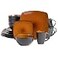 Gibson Elite Soho Lounge Square Reactive Glaze Stoneware Dinnerware Set Service for 4 16pc Amber