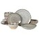 Gibson Elite Dreamweaver Double Bowl Terracotta Reactive Dinnerware Set Grey Service for 4 16pcs