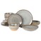 Gibson Elite Dreamweaver Double Bowl Terracotta Reactive Dinnerware Set Grey Service for 4 16pcs