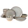 Gibson Elite Dreamweaver Double Bowl Terracotta Reactive Dinnerware Set Grey Service for 4 16pcs