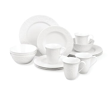 Lenox Dinnerware Serveware Porcelain Tableware Opal Innocence Carved Style 16Piece Dinnerware Set