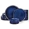 famiware Famiware Star 12Piece Stoneware Dinnerware Sets for 4 Reactive Glaze Plates and Bowls Modern Rustic Dishes for Everyday Formal Use ChipScratch Resistant MicrowaveDishwasher Safe Nebulas Blue