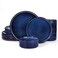 famiware Famiware Star 12Piece Stoneware Dinnerware Sets for 4 Reactive Glaze Plates and Bowls Modern Rustic Dishes for Everyday Formal Use ChipScratch Resistant MicrowaveDishwasher Safe Nebulas Blue