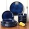 vicrays Vicrays Ceramic 12 Pieces Dinnerware Set Dinner Plates Salad Plates Cereal Bowls Set Service for 4 Scratch Resistant Microwave Oven Dishwasher Safe Blue