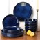 vicrays Vicrays Ceramic 12 Pieces Dinnerware Set Dinner Plates Salad Plates Cereal Bowls Set Service for 4 Scratch Resistant Microwave Oven Dishwasher Safe Blue