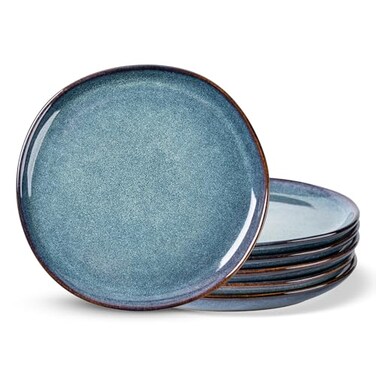 AmorArc Ceramic Dinner Plates Set of 6 105 Inch Handmade Reactive Glaze Stoneware Plates Rustic Shape Dinnerware Dish Set for Kitchen Microwave Dishwasher Safe Scratch Resistant