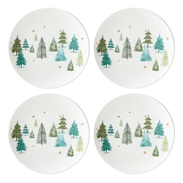 Lenox 880066 Balsam Lane 4Piece Accent Plate Set Christmas Drinkware Holiday Hosting