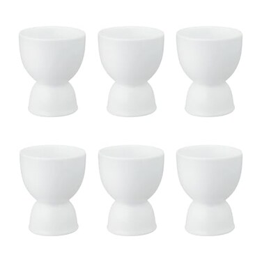 HIC Kitchen Double Egg Cup Fine White Porcelain Set of 6