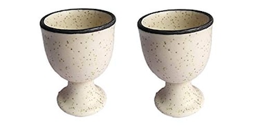 WHOLELIFEOBJECTS Soft Boiled Egg Holder Ceramic Egg Cup Set Ceramic Egg Holder Pottery Housewarming Gift set of 2 Ivory