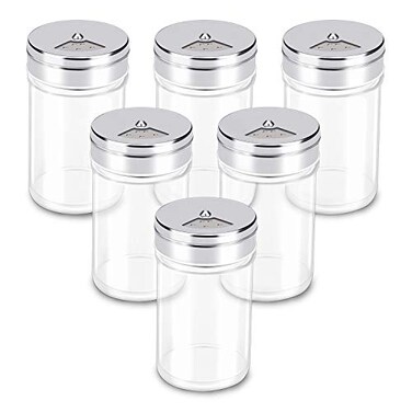 Segarty Spice Jars 6 Pack 3 oz Spice Bottles with Shaker Lids Glass Empty Storage Containers with Adjustable Stainless Steel Flow Top for Your Regularly Used Spices
