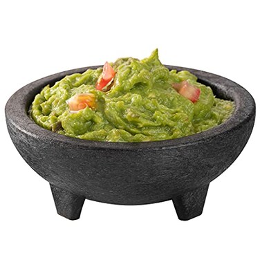 Restaurantware 4 Ounce Salsa Bowl 1 3Legged Design Molcajete Bowl Microwavable Dishwashable Black Plastic Salsa Container Shatterproof For Sauces Guacamole and Cheese Dip